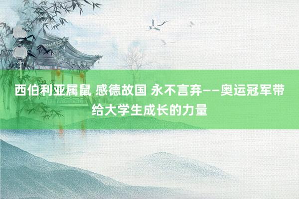 西伯利亚属鼠 感德故国 永不言弃——奥运冠军带给大学生成长的力量