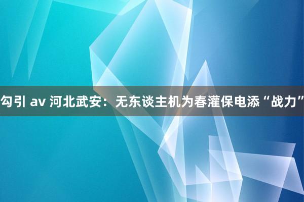 勾引 av 河北武安：无东谈主机为春灌保电添“战力”