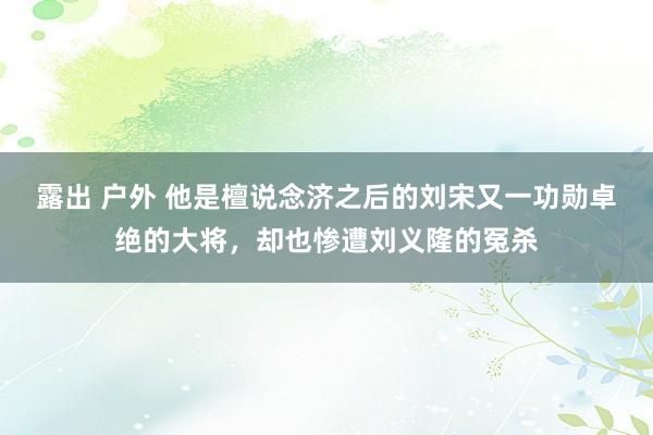 露出 户外 他是檀说念济之后的刘宋又一功勋卓绝的大将，却也惨遭刘义隆的冤杀