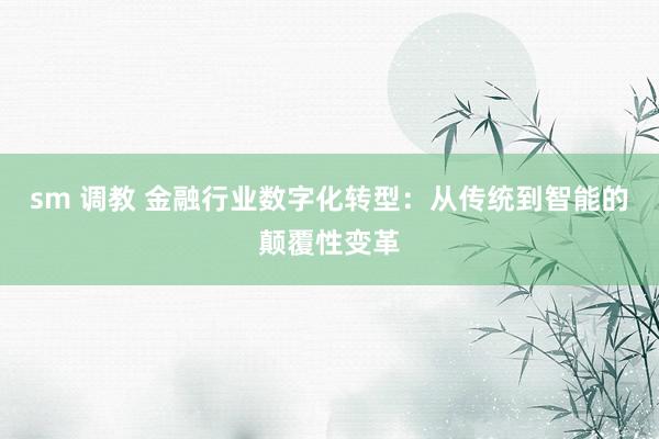 sm 调教 金融行业数字化转型：从传统到智能的颠覆性变革