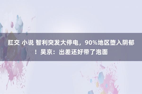 肛交 小说 智利突发大停电，90%地区堕入阴郁！吴京：出差还好带了泡面